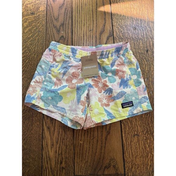 Patagonia Kids Girls Baggies 4" Inseam Unlined Shorts Channeling Spring Large - Picture 1 of 4